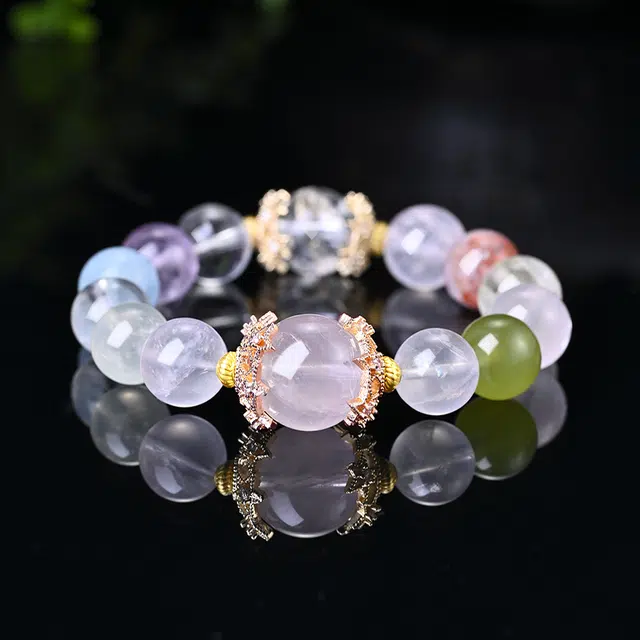 翡翠王朝 招桃花加薪升职水晶多宝#好运天然 草莓晶 手串 女款
