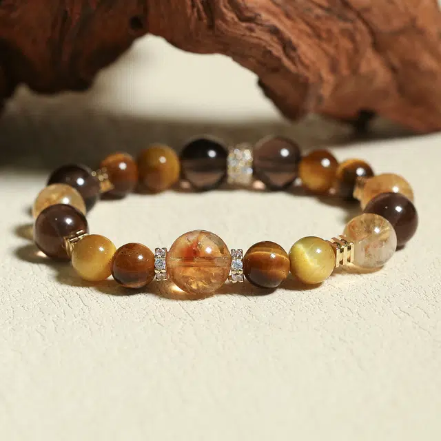 翡翠王朝 财富进宝 财运亨通#好运天然 黄水晶 手串 男女同款情侣款