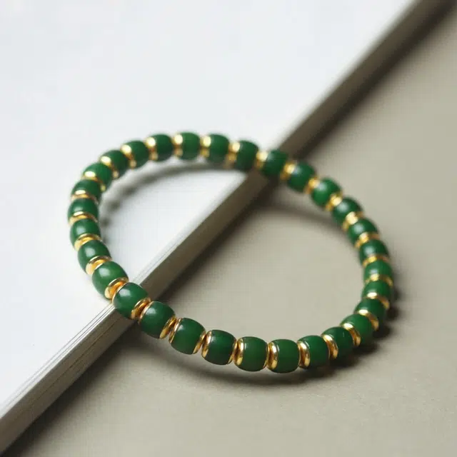 吉千年 【店长精选】新中式复古潮流风 好运  转运 招财进宝 松风绿 白玉菩提 手串 男女同款情侣款