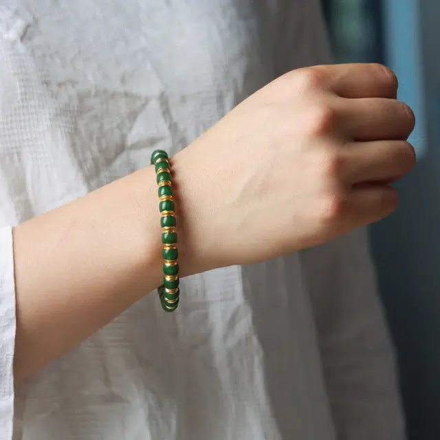 吉千年 【店长精选】新中式复古潮流风 好运  转运 招财进宝 松风绿 白玉菩提 手串 男女同款情侣款