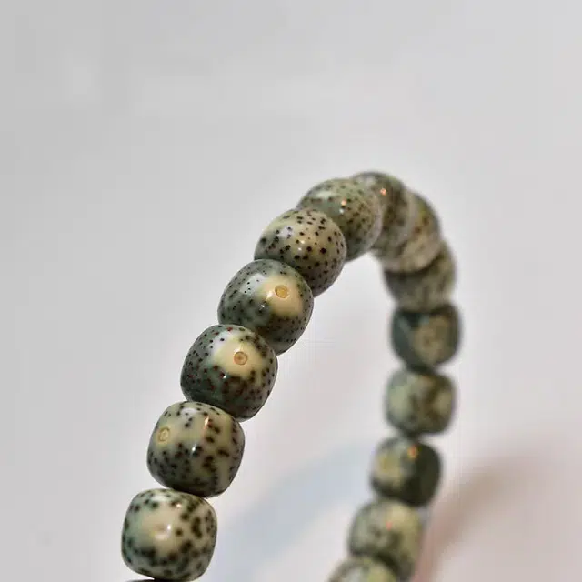 吉千年 绕指柔原生态高油密佛珠桶珠料月留白 星月菩提 手串 男女同款情侣款