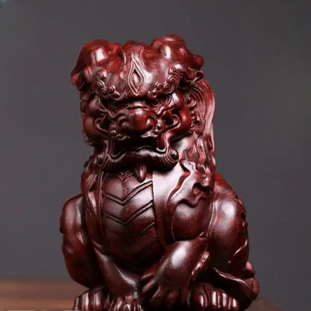 【顺丰包邮】 吉千年 新中式复古潮流风 好运 招财进宝 平安顺遂 三眼狻猊雕刻设计款 血檀 摆件 男女同款情侣款