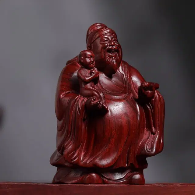 吉千年 新中式复古潮流风 好运 招财进宝 生日寿星 福禄寿 血檀 摆件 男女同款情侣款