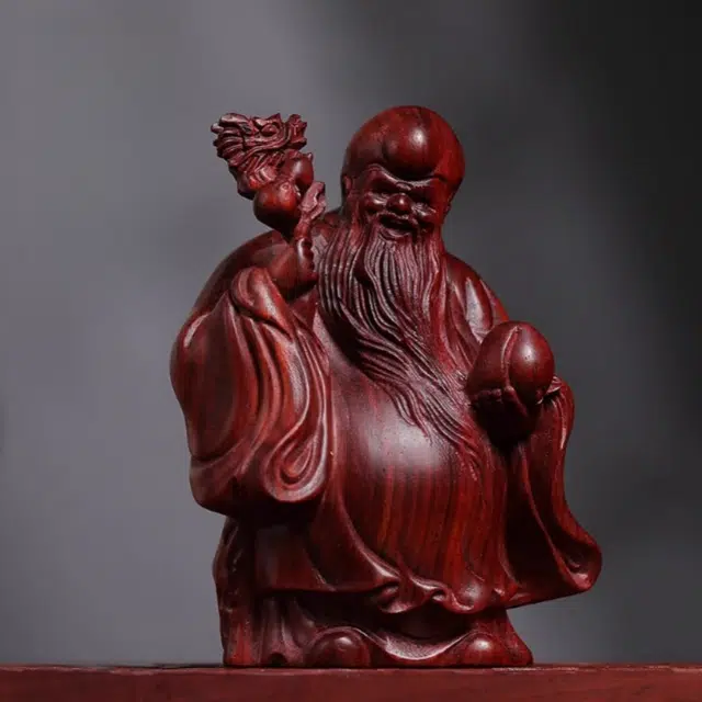 吉千年 新中式复古潮流风 好运 招财进宝 生日寿星 福禄寿 血檀 摆件 男女同款情侣款