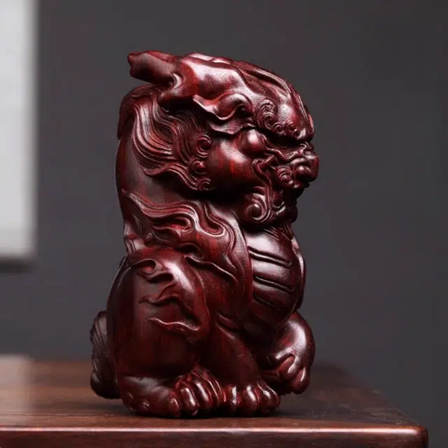 【顺丰包邮】 吉千年 新中式复古潮流风 好运 招财进宝 平安顺遂 三眼狻猊雕刻设计款 血檀 摆件 男女同款情侣款