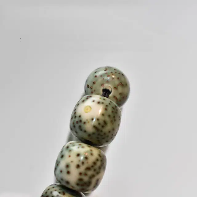 吉千年 绕指柔原生态高油密佛珠桶珠料月留白 星月菩提 手串 男女同款情侣款