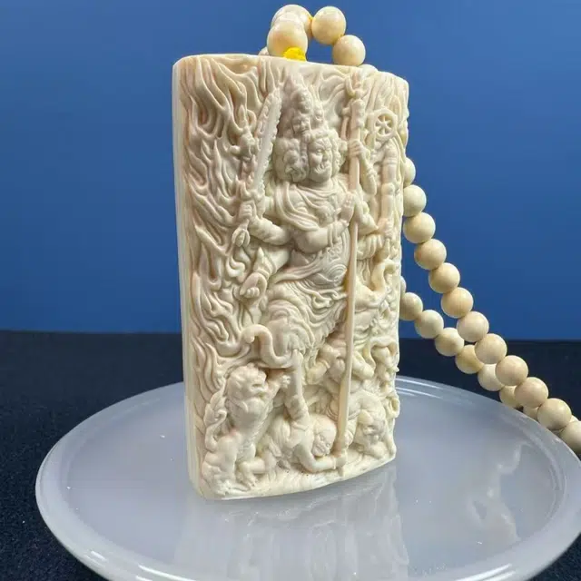 吉千年 【南普陀】冰河时代遗迹 纯手工雕刻 招财进宝 好运 转运 大黑天财神 猛犸 吊坠 男女同款情侣款