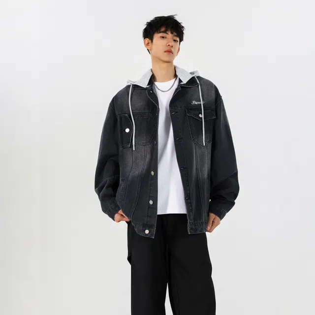 美式复古潮流休闲多元素设计服饰牛仔外套 男女同款