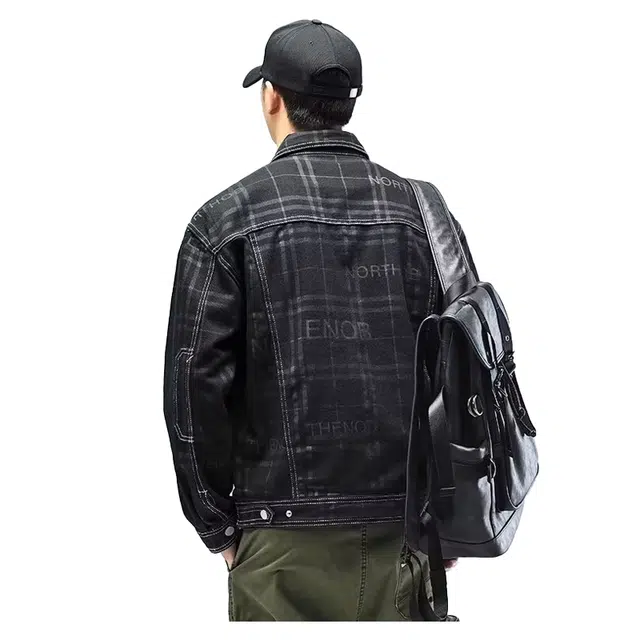 太子龍 港风痞帅棋盘格子工装复古休闲外穿上衣服牛仔外套 男款