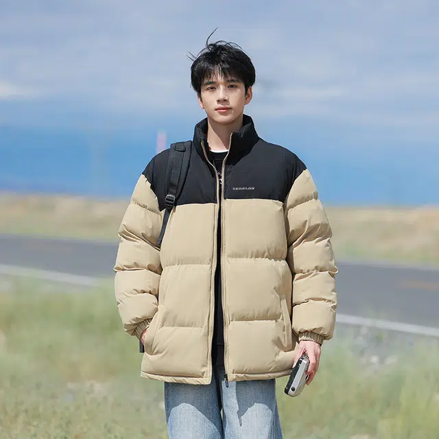 太子龍 美式潮流时尚立领纯色棉衣休闲外套加绒加厚保暖棉服 男女同款