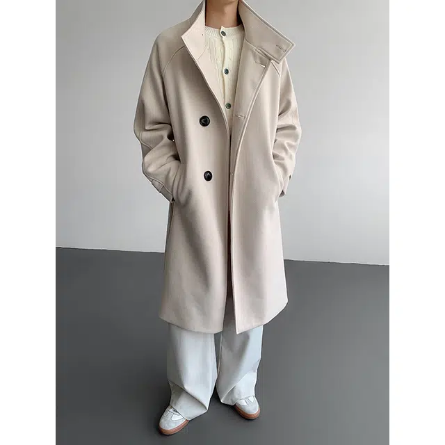 太子龍 秋冬立领呢料夹克大码中长款韩版大衣外套风衣 男女同款