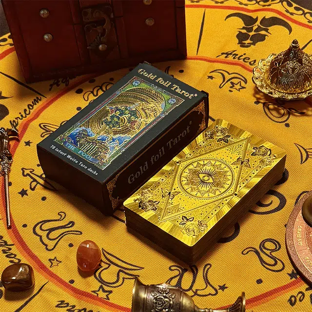 咕轹 太阳红金箔塔罗牌 桌游
