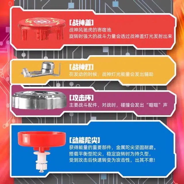 贝贝家 发光拉线旋转剑型发射器 双人对战竞技战陀 陀螺玩具