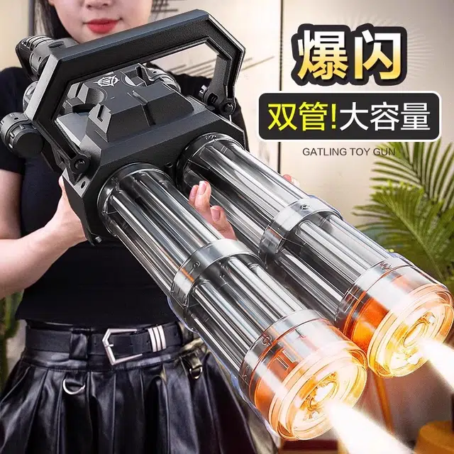 贝贝家 双管加特林水枪 电动连发 背包续航超大容量 漩涡式集束射击 滋水 打水仗神器 枪型玩具