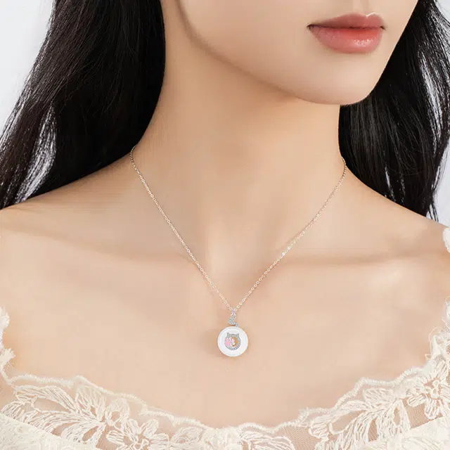 【S925纯银 高品质】 七七银饰 招财猫 八方来财甜蜜萌宠童趣 温柔可爱浪漫轻奢高级显白优雅锁骨链 小众通勤百搭约会 玉髓 项链 女款