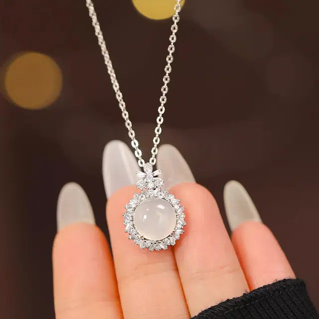 【S925纯银 高品质】 七七银饰 心动花朵 精致轻奢闪耀锁骨链  优雅时尚个性百搭#好运 玉髓 项链 女款