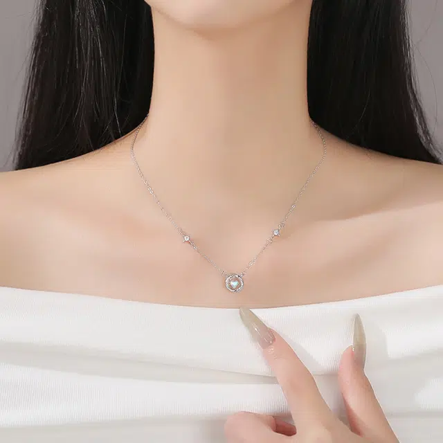 【S999足银纯银】 七七银饰 莫比乌斯心动 跳动的心 在逃公主 甜美浪漫轻奢精致 时尚小众 通勤百搭 琉璃 项链 女款
