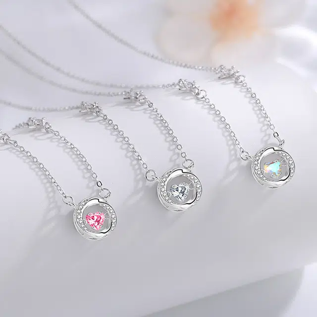 【S999足银纯银】 七七银饰 莫比乌斯心动 跳动的心 在逃公主 甜美浪漫轻奢精致 时尚小众 通勤百搭 琉璃 项链 女款