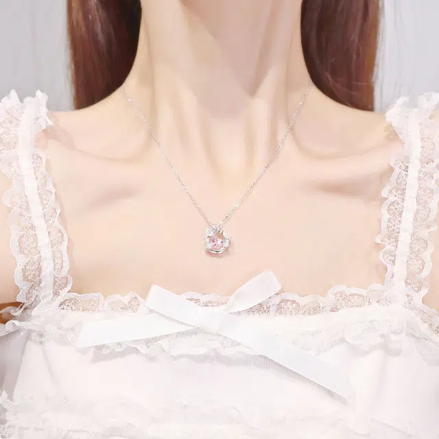 【S925纯银】 七七银饰 心动玫瑰 小清新 气质温柔  精致轻奢高级感 独特个性清冷小众   银 项链 女款