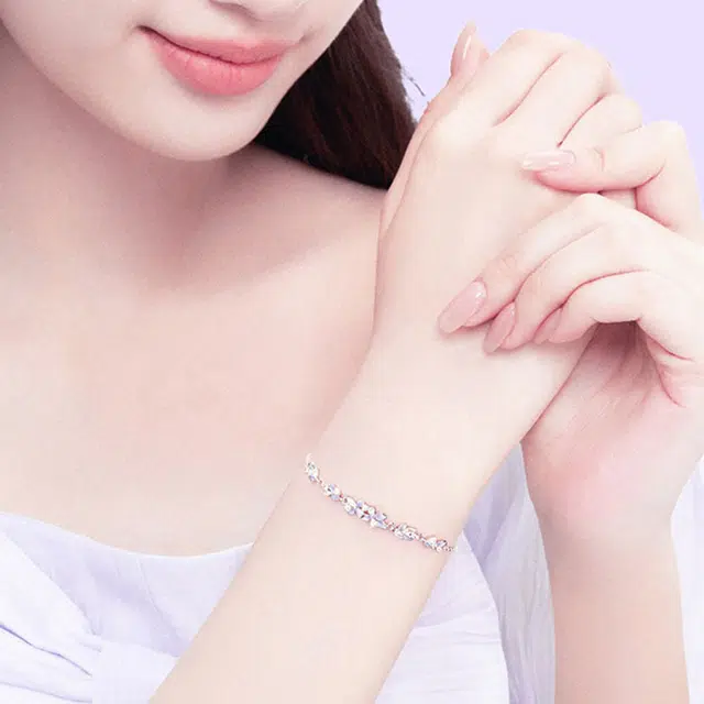 【S925银 紫藤花开】 七七银饰 夜光效果 幸福指数百分百微笑 森系小清新闪耀轻奢锁骨链 长期主义 通勤百搭 好运 纯银 项链 女款