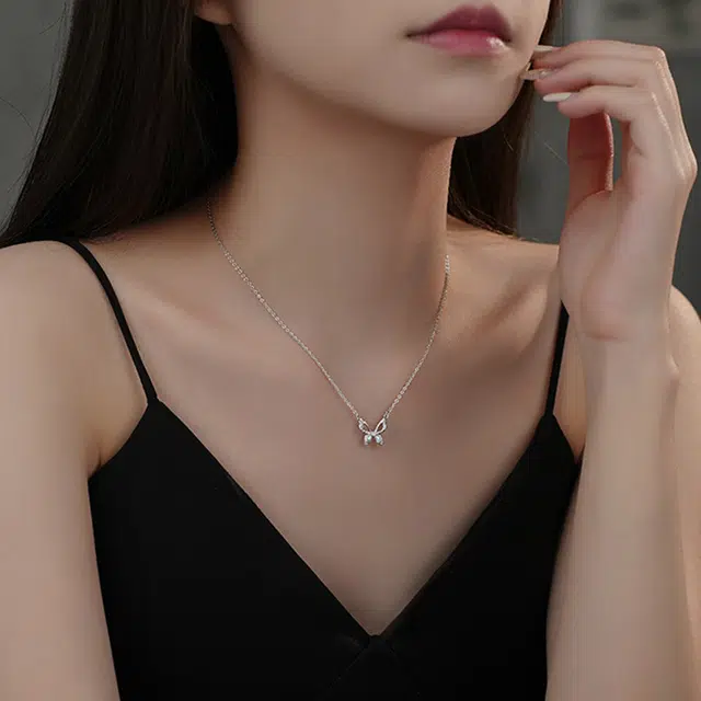 【S999足银 心动告白】 七七银饰 镂空蝴蝶 招财纳福 轻奢小众高级感 简约百搭气质高颜值不掉色 纯银 项链 女款