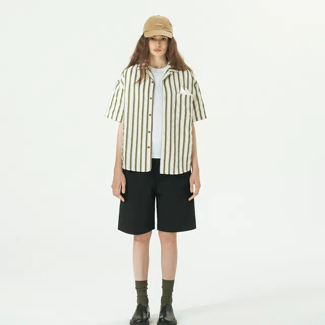714STREET Striped Short Sleeve Shirt