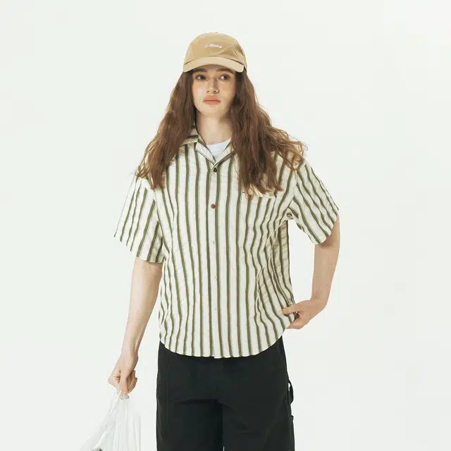 714STREET Striped Short Sleeve Shirt
