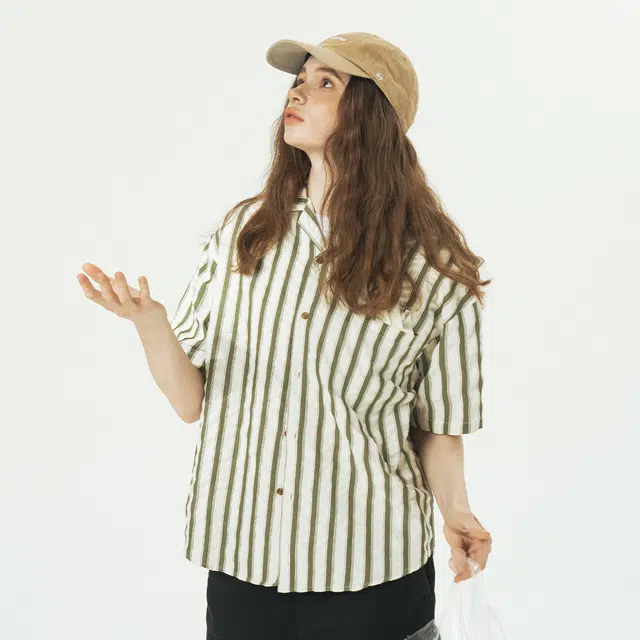 714STREET Striped Short Sleeve Shirt