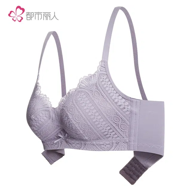 都市丽人 小胸聚拢无钢圈调整型收副乳防下垂文胸 女款 深紫灰