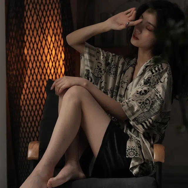 都市丽人 家居服休闲舒适短袖薄款可外穿睡衣套装 女款 花色