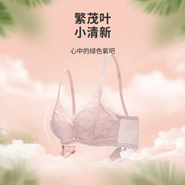 都市丽人 小胸显大聚拢上托抗菌蕾丝文胸 女款