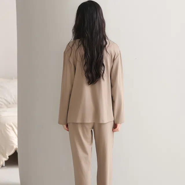 都市丽人 微弹长袖开衫简约高级感家居服睡衣套装 女款