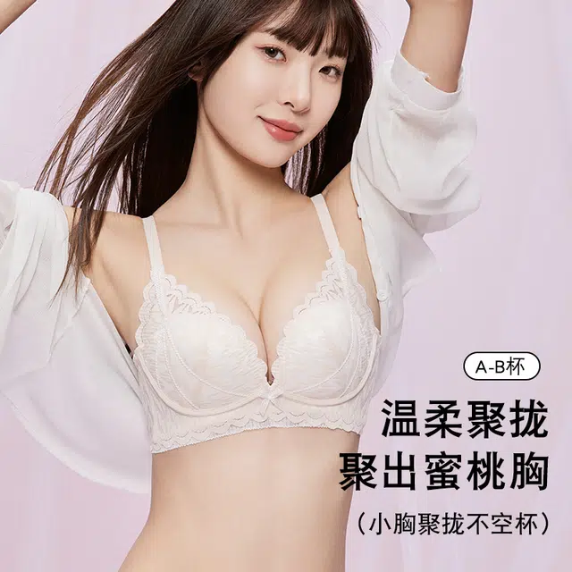 都市丽人 蕾丝小胸聚拢显大收副乳防下垂无痕透气性感文胸 女款