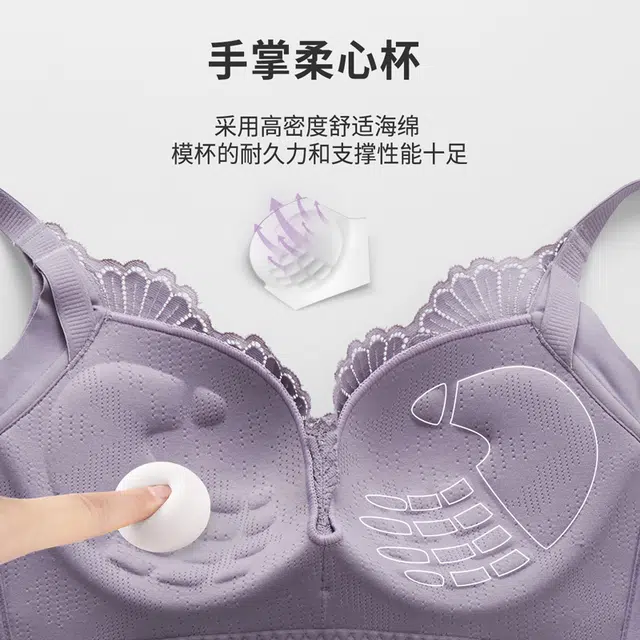 都市丽人 小胸聚拢无钢圈调整型收副乳防下垂文胸 女款 深紫灰