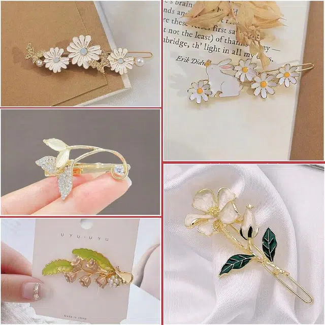 妖娆猫 浪漫唯美高端侧边一字夹发饰 合金 发夹 女款