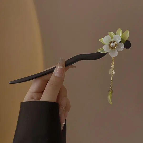 妖娆猫 古风花朵流苏高级感丸子头旗袍 发簪 女款