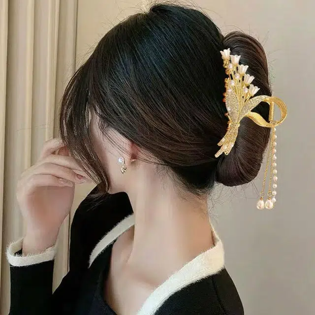 妖娆猫 时尚轻奢高级感麦穗后脑勺蝴蝶流苏优雅#好运 合金 发夹 女款