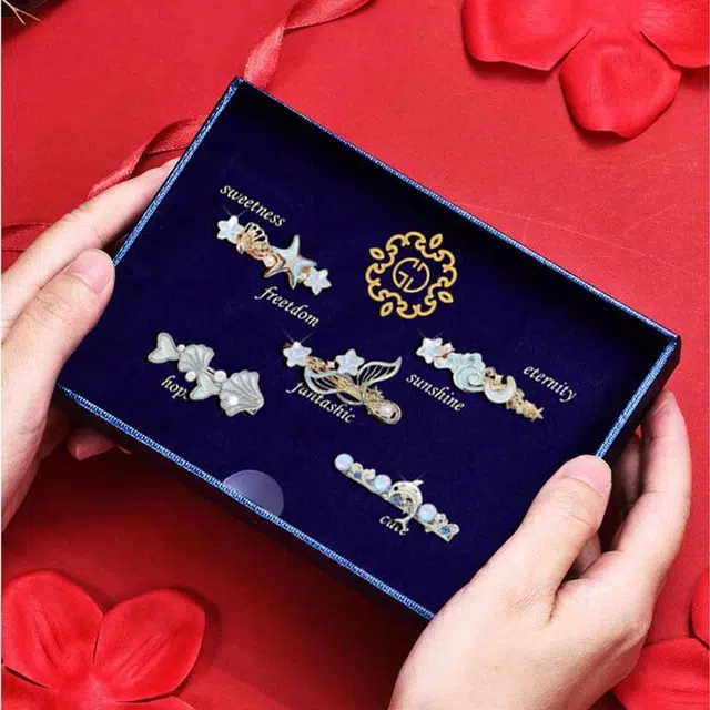 妖娆猫 浪漫唯美高端侧边一字夹发饰 合金 发夹 女款