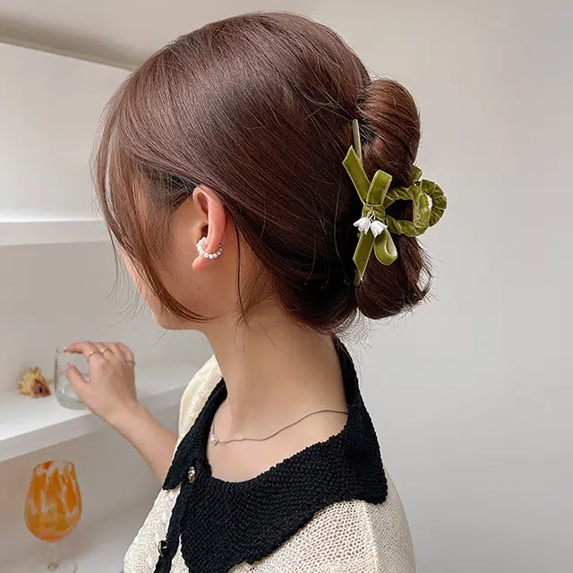 妖娆猫 小花藤花朵超仙后脑勺盘发鲨鱼气质夹甜美复古叶子发卡夹子 发夹 女款