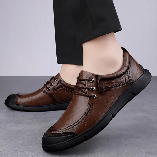 公牛雷霆 头层牛皮 时尚舒适通勤 休闲鞋 男款