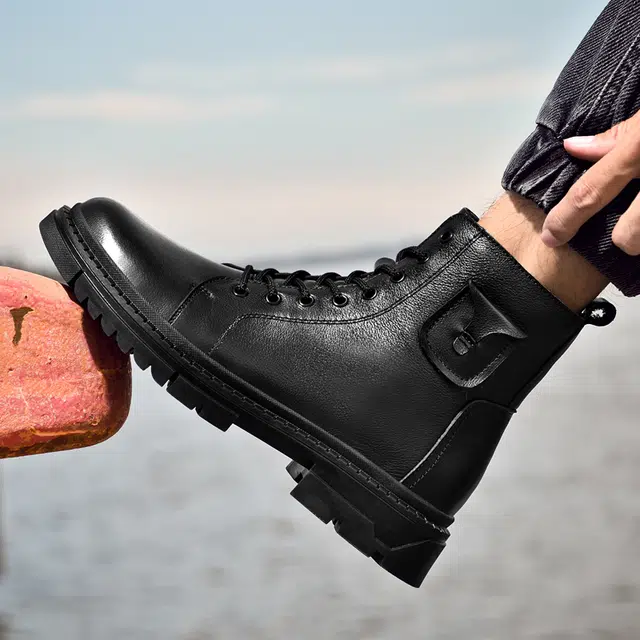 公牛雷霆 舒适日常百搭 短筒 马丁靴 男款 黑色