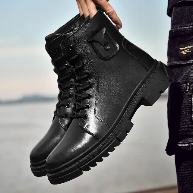 公牛雷霆 舒适日常百搭 短筒 马丁靴 男款 黑色