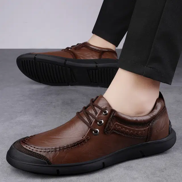 公牛雷霆 头层牛皮 时尚舒适通勤 休闲鞋 男款