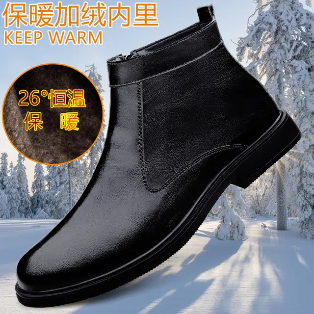 公牛雷霆 二层牛皮 商务休闲 时尚百搭 复古经典 轻便舒适 英伦风 加绒保暖 中筒 马丁靴 厚底 男款