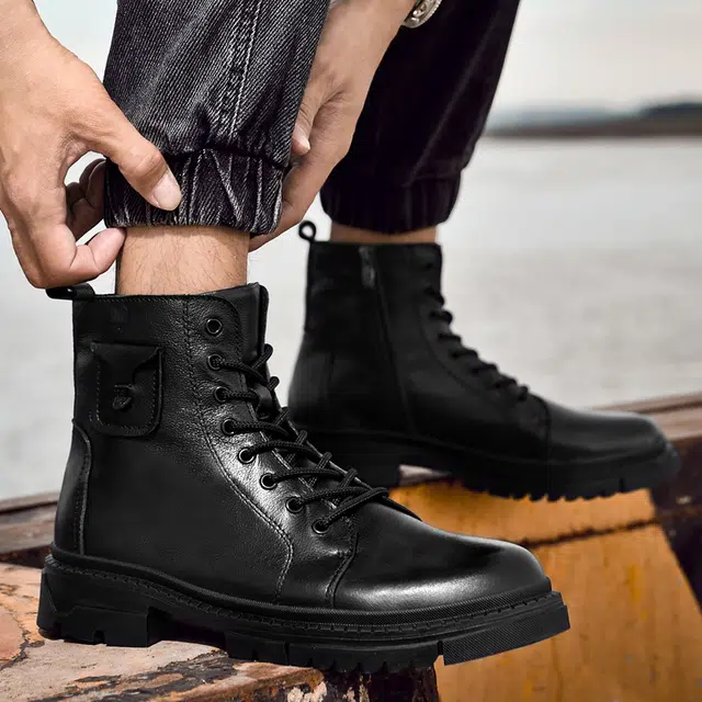 公牛雷霆 舒适日常百搭 短筒 马丁靴 男款 黑色