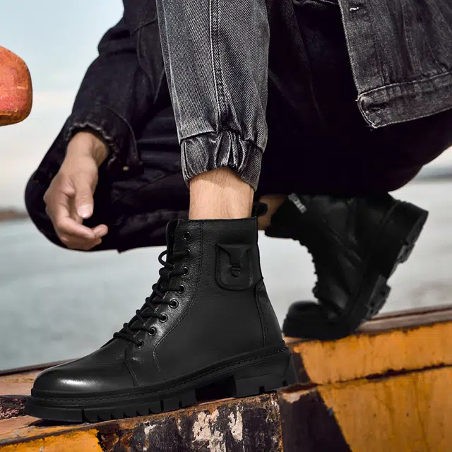 公牛雷霆 舒适日常百搭 短筒 马丁靴 男款 黑色