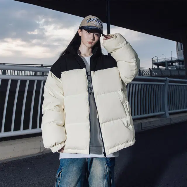 WHELVE Retro Colorblock Puffer Jacket