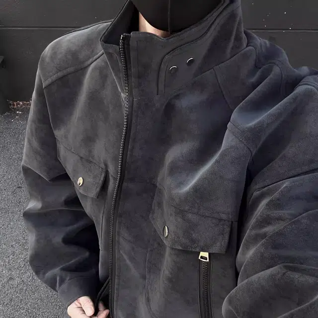 寻星记 机能风机车服纯色垂感慵懒学院风百搭休闲皮衣 男女同款