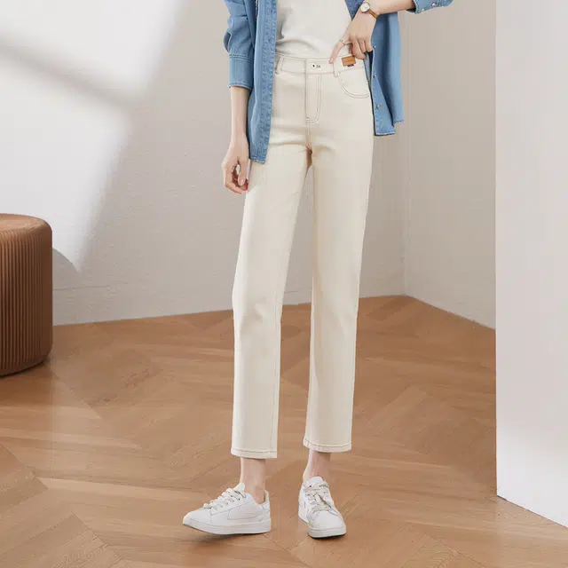 娅丽达 中腰直筒九分牛仔裤 女款