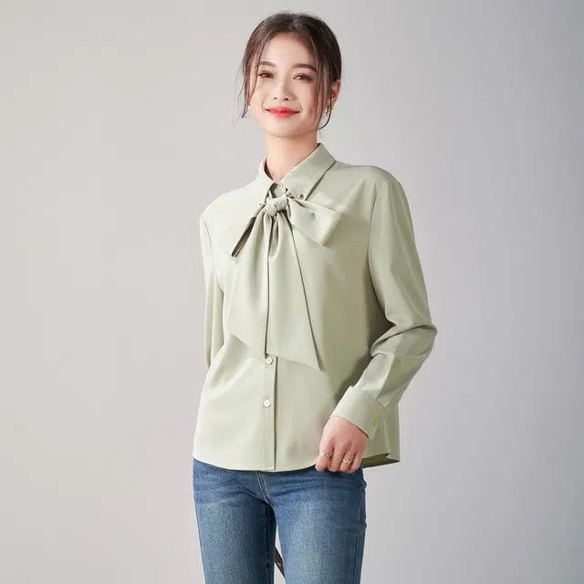 娅丽达 纯色通勤直筒长袖衬衫 女款